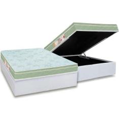 Cama Box Baú Casal: Colchão Espuma D33 Castor Sleep Max Euro Pillow + 