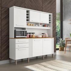 Armário de Cozinha 6 Portas 2 Gavetas Catar Sallêto Móveis, Branco