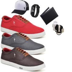 Kit Tênis Casual + Relógio + Cinto + Meia + Carteira + Boné - Polo Blu