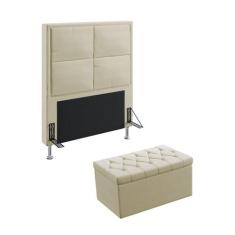 Kit Cabeceira Estofada Decorativa Maia 90 Para Cama de Solteiro e Calç