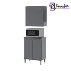 Conjunto Armário Aéreo e Balcão Microondas Para Cozinha 02 Portas EJ -