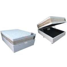 Conjunto Cama Box Baú Casal Viúva Jadmax + Colchão Castor Molas Tecnop