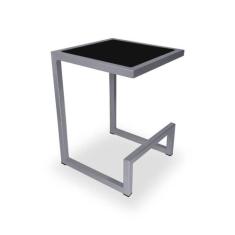 Banqueta Banco Baixo Rochester Cozinha Área Gourmet Prata e Preto - Ge