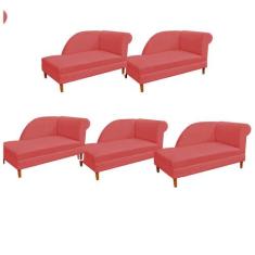 Kit 05 Recamier  Decorativa  Judi Pé em Madeira  2 Lugares Sala de Est