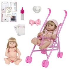 Boneca Reborn Princesa Menina Loira Linda Com Vários Itens - Cegonha R