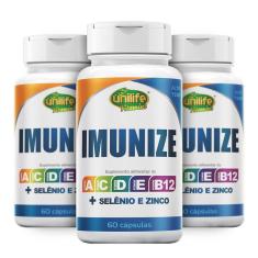 Imunize Selênio Zinco e Vitaminas A C D E B12 Alto Teor 60 cáps de 600mg Kit com 3