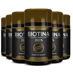 6x biotina 150% premium 400mg 60caps hf suplements - HF SUPLEMENTOS