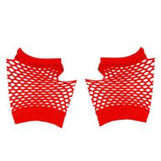 Luva Arrastão Curta sem Dedos Colorida Fantasia Vermelho