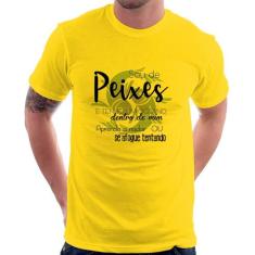 Camiseta Sou de Peixes - Foca na Moda, Amarelo, G