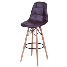 Banqueta Estofada Base Madeira - OR Design