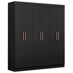 Guarda Roupa Casal Lauren Em Mdf Com 6 Portas Maxel Móveis Preto