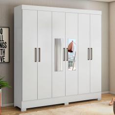 Guarda Roupa 6p Com Espelho Bona Branco