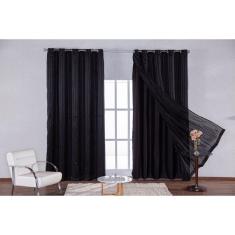 Cortina Blecaute Com Voil Sala Quarto 4 Metros