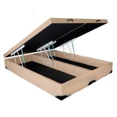 Cama Box Baú Blindado Queen Bipartido Homequeen material sintético Beg