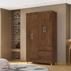 Guarda Roupa Solteiro 4 Portas 1 metro Ideal Plus Com Cabideiro e Prat