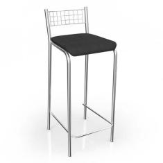 Banqueta Genova Cromado Preta - Kappesberg