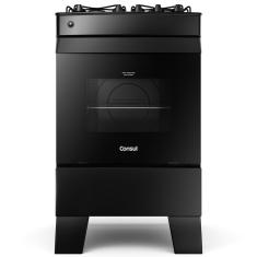 Fogão 4 Bocas Preto Consul com Mesa de Vidro CFO4VCE Bivolt