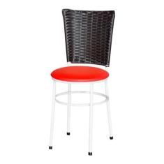 Cadeira Branca Para Cozinha Hawai Café - Lamar Design, Vermelho