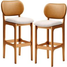 Kit 2 Banquetas Alta Bar Cozinha Jantar Betta L02 Imbuia material sint