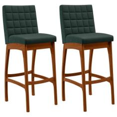 Kit 02 Banquetas Altas Para Cozinha Sala de Jantar Fixa Mila L02 Linho