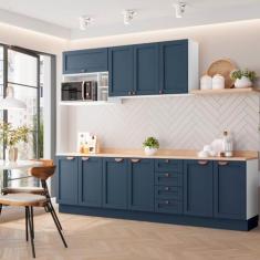 Cozinha Modulada 6 Peças com Tampo 3 Aéreos 3 Balcões CabeCasa Madeira