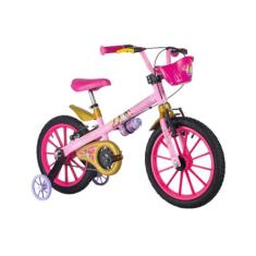 Bicicleta Infantil Aro 16" Princesas Disney Rodinhas Garrafinha Nathor