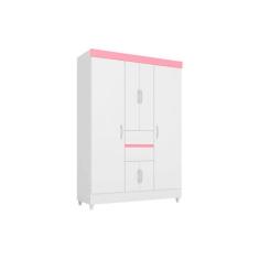 Guarda Roupa 6 Portas  e 2 Gavetas Ecom II Branco/Rosa - Demóbile