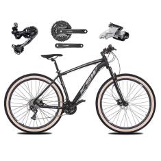 Bicicleta Aro 29 Ksw Xlt Câmbio Traseiro Shimano Deore e Altus 27v Freio Hidráulico Garfo Com Trava Pneu Faixa Bege - Preto/Prata