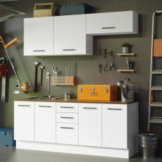 Kit com 2 Balcões e 2 Armários Aéreos Multiuso 200cm Branco/rustic Agata Madesa