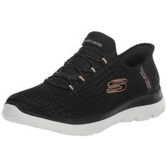 Skechers Tênis feminino Hands Free Slip-ins Summits Classy Night, Preto, ouro rosa, 35