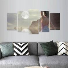 Quadro A Moça E A Lua Paisagem Decorativo Mosaico - Descolada