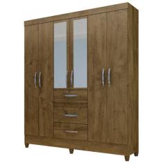 Guarda Roupa Casal Itatiba 6 Portas Castanho Wood - Moval, Castanho Wo