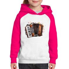 Moletom Infantil Acordeon Sanfona - Foca na Moda, Branco, Rosa, 12