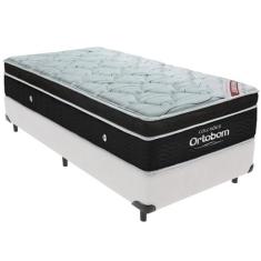 Cama Box e Colchão Elegant Molas Ensacadas Solteiro Ortobom,  Branco
