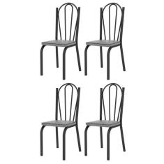 Kit 4 Cadeiras 121 Europa Preto/Platina - Artefamol, Preto/Platina, 4 