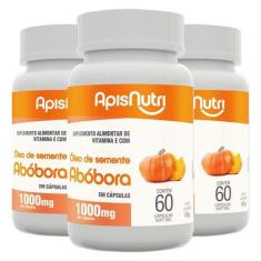 Kit 3 Óleo de Semente de Abóbora 1000mg Apisnutri 60 cápsulas