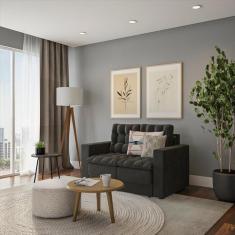 Sofá 2 Lugares Retrátil Erfurt Suede Grafite 140 cm - Mobly