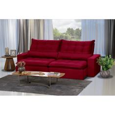 Sofá 4 Lugares 2.30 Mt Retrátil E Reclinável Vermelho