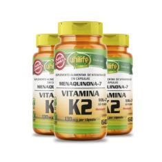 Kit 3 Vitamina K2 Menaquinona Mk7 60 Cápsulas Unilife