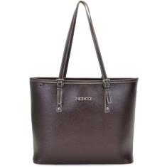 Bolsa feminina ombro de ziper fivela moncci, Marrom