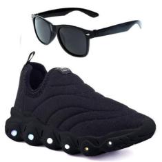 Tenis Infantil De Led Calce Facil Elastico Meninos Masculino + Oculos-Masculino