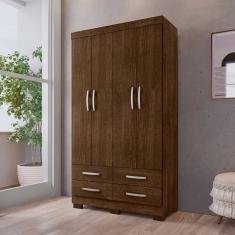 Guarda Roupa Solteiro 4 Portas Malbec 4 Gavetas Deventer MDP Casah