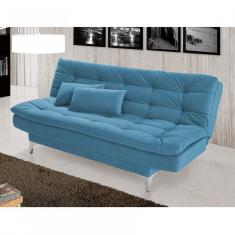 Sofá Cama 3 Lugares Pratic Espresso Móveis Azul Turquesa