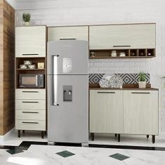 Cozinha Compacta 4 Peças 5 Portas 4 Gavetas Evolution Plus Tannat/legno Crema