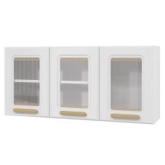 Armário Aéreo de Cozinha Ágata 3 Portas com Vidro 817007 Telasul