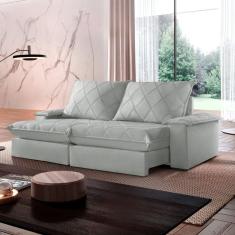 Sofá Retrátil e Reclinável com Catraca Blindada 220cm Merlot Jolie/Prata