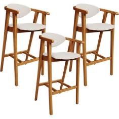 Kit 03 Banquetas Alta Para Cozinha Bancada Bar Sala de Jantar Fixa Cec