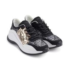 KARL LAGERFELD Tênis feminino Coty Everyday com cadarço, Branco/preto, 38