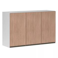 Armário Perola 120 cm 3 Portas Luciane, Branco Polar/Cumaru