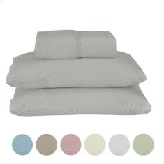 Jogo de Lençol Queen 3 Peças Percal 140 Fios Liso Algodão - Valle Enxo